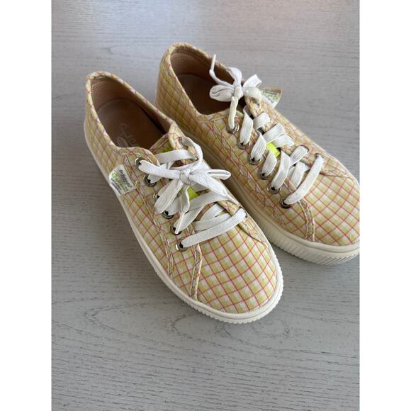 Dr Scholls FUNDAY Original Yellow Plaid Platform Orthopedic Walking Sneakers - Picture 1 of 6